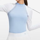 Tシャツ レディース 切り替え モックネック 長袖 薄手 吸汗速乾 高伸縮 春夏 ゴルフウェア ランニング スポーツ トレーニング フィットネス ジム ヨガ 快適