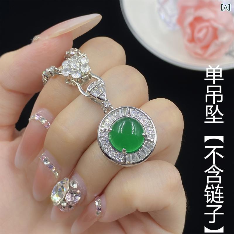 モズラボのアクセサリーセット レディース 天然グリーンカルセドニー ジルコニア フラワーモチーフ 3点セット 調節可能指輪 ペンダント ピアス 上品 華やか 豪華 通勤 オフィス｜アングル2