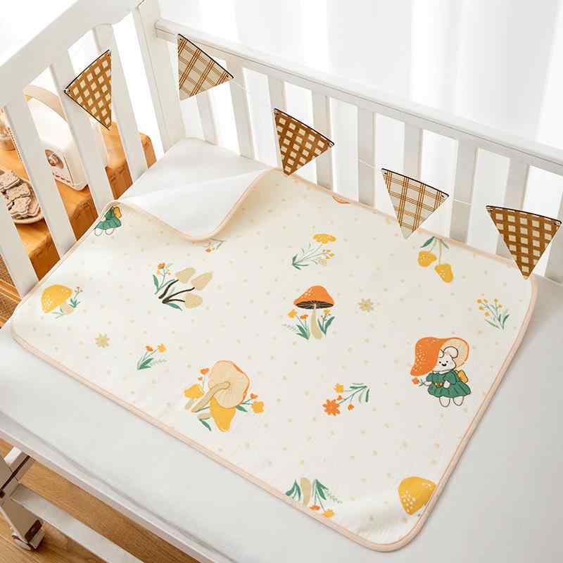 おねしょパッド ベビー 赤ちゃん 新生児 0歳 1歳 防水 通気性 ウォッシャブル 綿100% ガーゼ クレープ生地 コットン かわいい カートゥーン柄 安心安全 A類 寝具