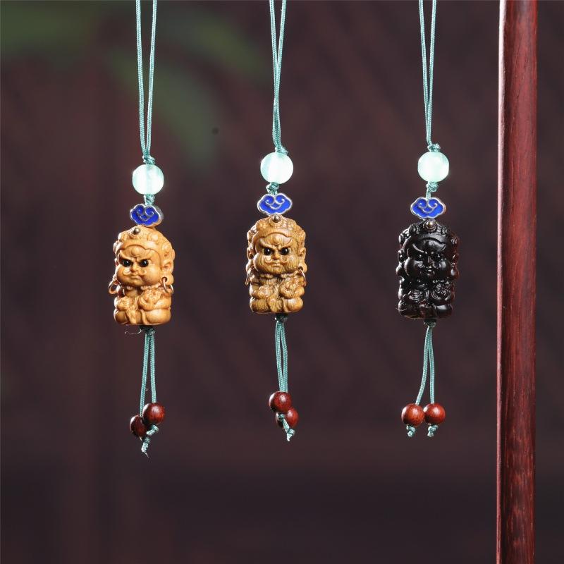 キーホルダー スマホストラップ 黄財神 金運上昇 財運アップ 開運 お守り ラッキーアイテム 天然木製 ..