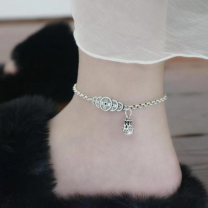 アンクレット メンズ レディース ユニセックス 男女兼用 シンプル おしゃれ 五帝銭 コイン 銅製 レトロ..