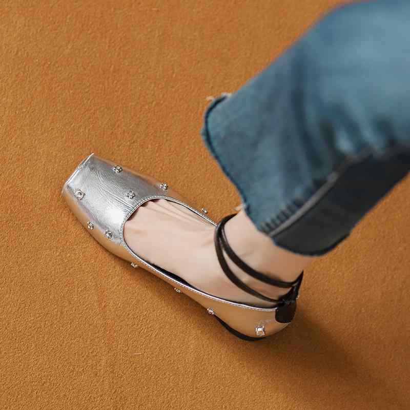 マリージェーン レディース ミドルヒール チャンキーヒール スクエアトゥ クロスストラップ バックル ラインストーン シルバー ブラック オフィス カジュアル ...