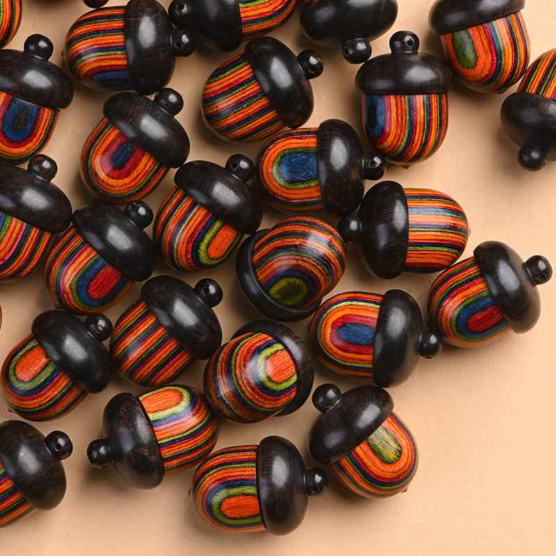 アロマディフューザー 携帯用 開閉式 フタ付き 木製 どんぐり 松ぼっくり 紅木彫刻 手描き 彩色 香り ..