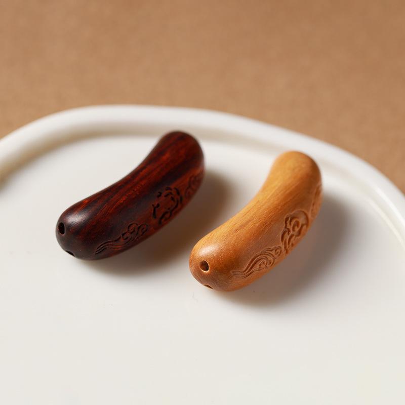 アクセサリーパーツ サンダルウッド 紫檀 天然木 木彫り 古龍 龍モチーフ 湾曲デザイン DIY ハンドメイド ビーズ ペンダント チャーム 中華風