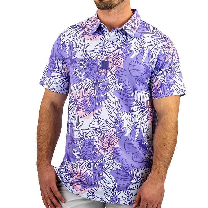 ゴルフポロシャツ メンズ 接触冷感 吸汗速乾 通気性 ドライ ストレッチ 軽量 高品質 フィット感 花柄 ..