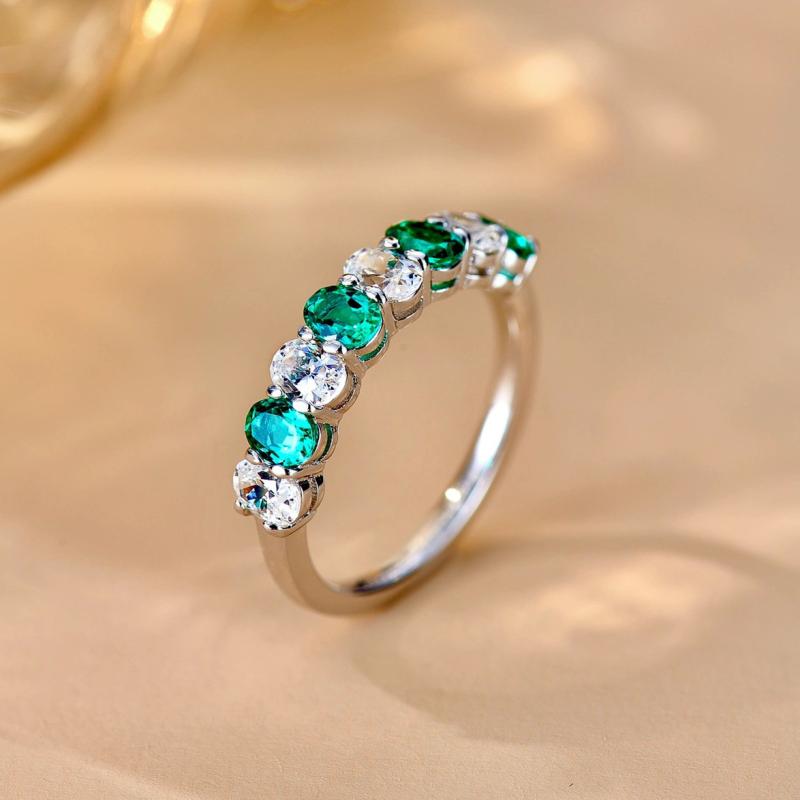 指輪 レディース フリーサイズ グリーンジルコニア カラーストーン エレガント シンプル 上品 可憐 デイリー 重ね付け 電気メッキ加工