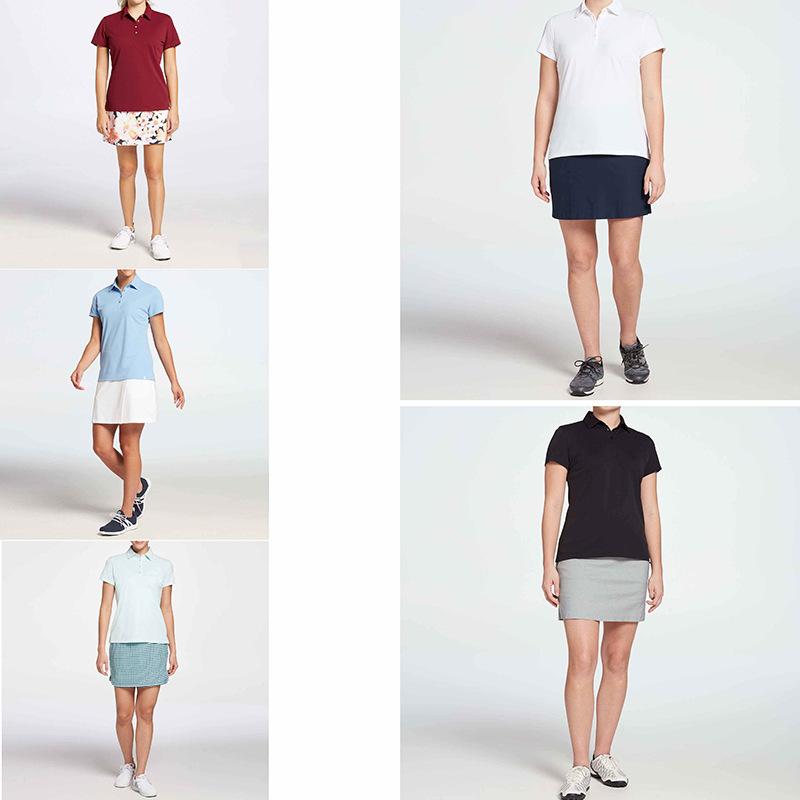 ゴルフ ポロシャツ レディース 春夏 Vネック ゆったり 無地 ポリエステル Tシャツ ワンピース スポーツ..