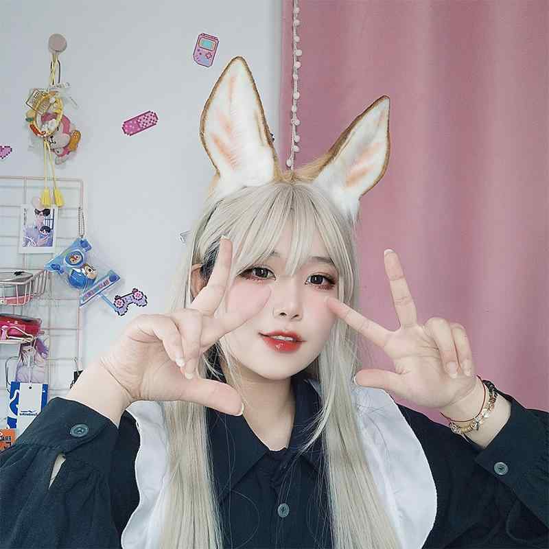 ヘッドドレス 男女兼用 鹿耳 小鹿 バンビ 獣耳 カチューシャ アニメ コスプレ 舞台 演劇 手作り リアル 毛皮風 ふわふわ イベント パーティー 仮装 かわいい ハロウィン 文化祭 学園祭