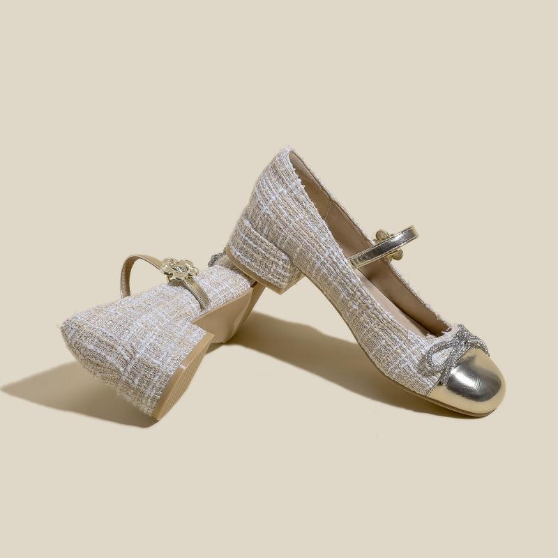 パンプス レディース メリージェーン ストラップ付き スクエアトゥ 上品フレンチテイスト 太ヒール ローヒール リボン ラインストーン 通勤 オフィス デイリー...