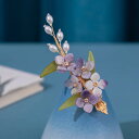 ヘアアクセサリー レディース 紫色 フラワー レトロ風 ヘアクリップ サイドクリップ 古典 髪飾り チャイナドレス 漢服 和装 浴衣 着物 髪留め(x2)