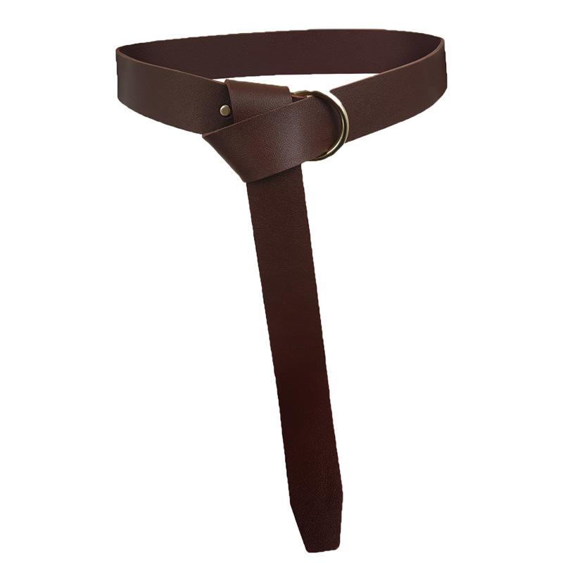 ベルト メンズ 男性用 PUレザー ピンバックル 中世 バイキング 勇士 リングバックル シンプル コスプレ..