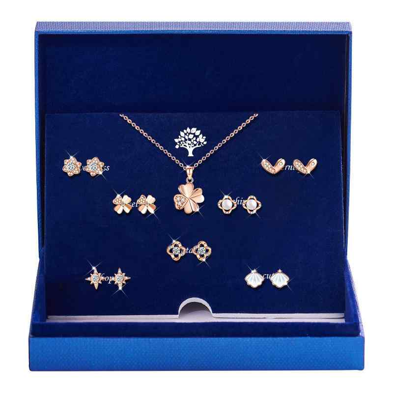 ピアス レディース 925純銀製 8点セット 高級感 ローズゴールド ハートモチーフ 電気メッキ加工 春夏 誕生日プレゼント 彼女 向けギフト 韓国スタイル フェミニン