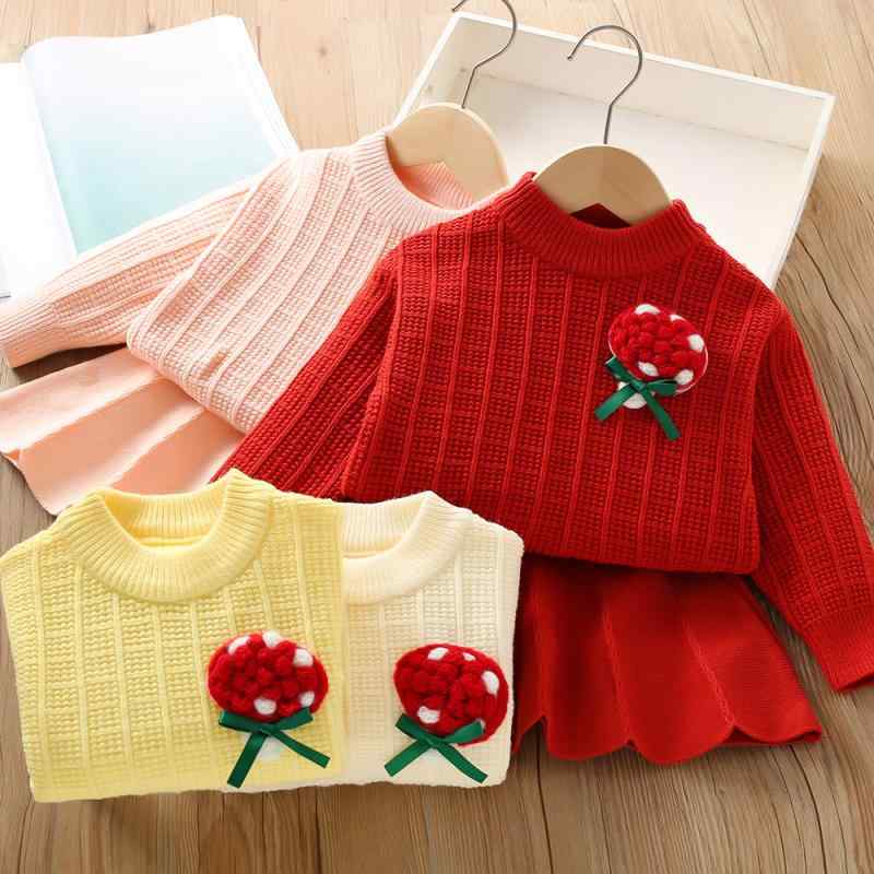ニット 上下セット 女の子 キッズ ベビー 秋冬 長袖 プルオーバー 2点セット カジュアル 韓国風 おしゃれ かわいい アクリル素材 中小児向け お出かけ 普段着