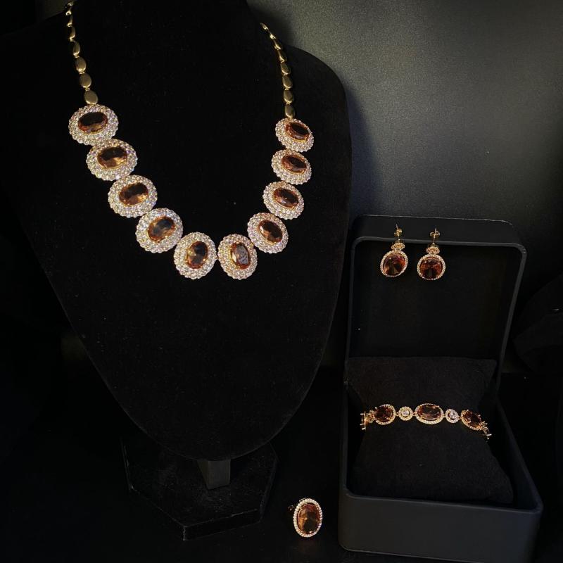 アクセサリー4点セット レディース 天然スダン石 18K金 光感変色 ブレスレット 指輪 ピアス イヤリング ネックレス 銅製 電気メッキ加工 個性的 おしゃれ