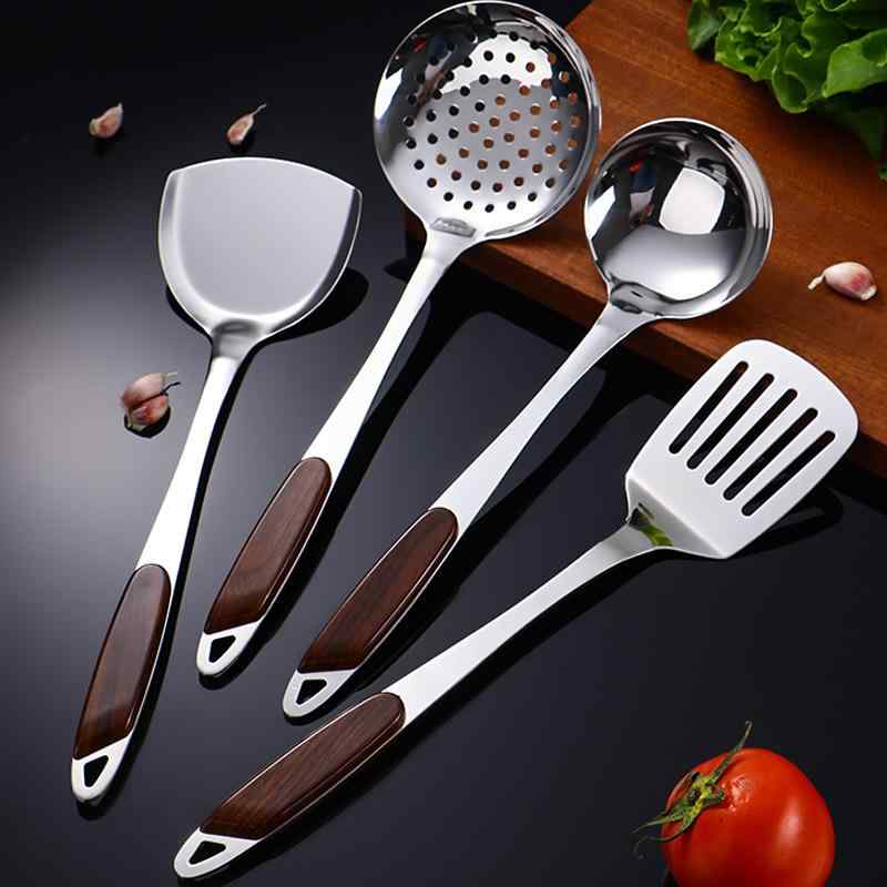 調理器具セット ステンレス製 断熱 木目調ハンドル 家庭用 キッチン用品 お玉 穴じゃくし 盛り付けスプ..