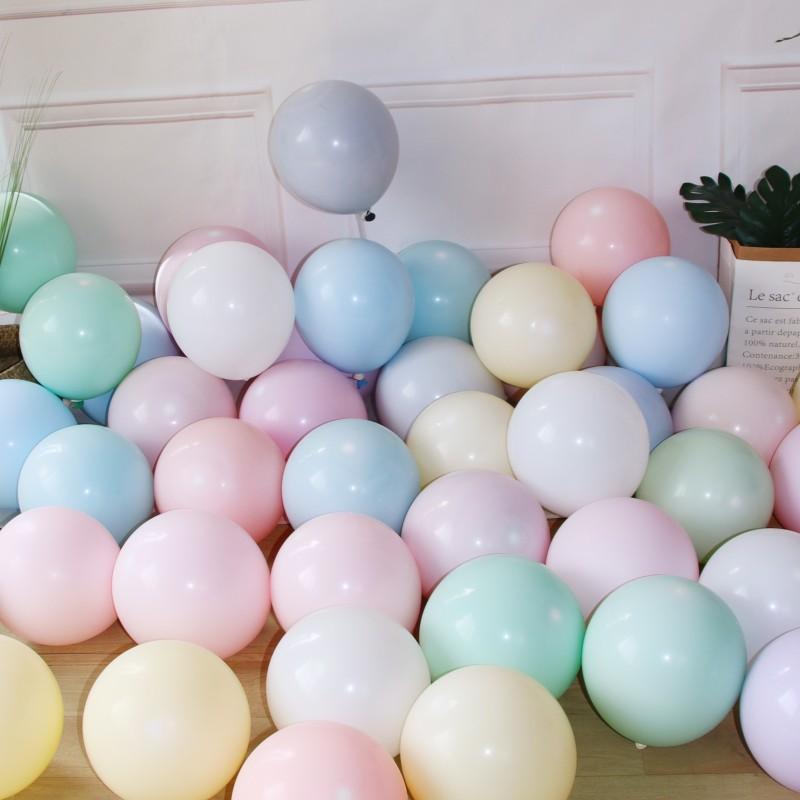 バルーン ダブルレイヤー マカロンカラー 10インチ 50個セット アボカドグリーン ブルー ピンク パープル イエロー ホワイト グレー 誕生日パーティー イベント デコレーション 装飾