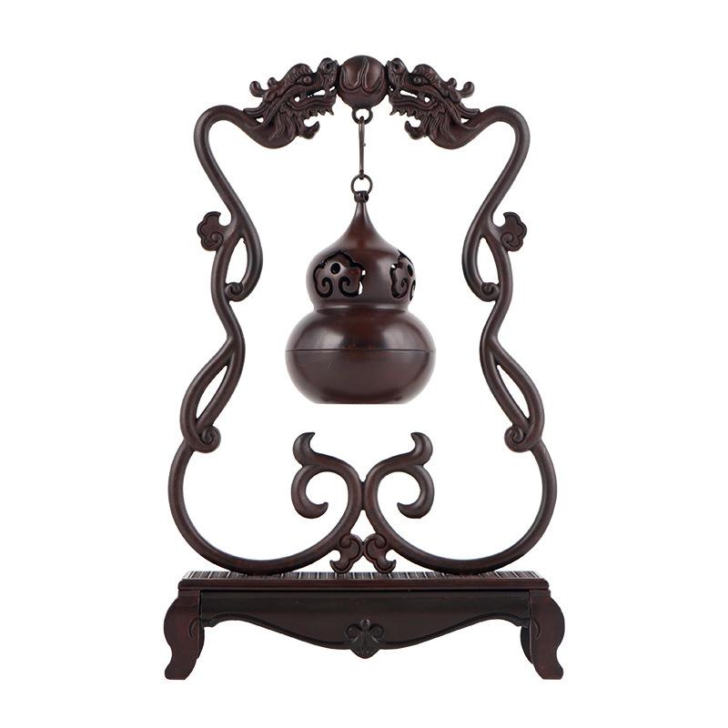 インテリア雑貨 香炉 吊り下げ式 中国風 双龍 ひょうたん 金属製 アンティーク調 置物 リビング 書斎 茶室 玄関 オフィス 工芸品