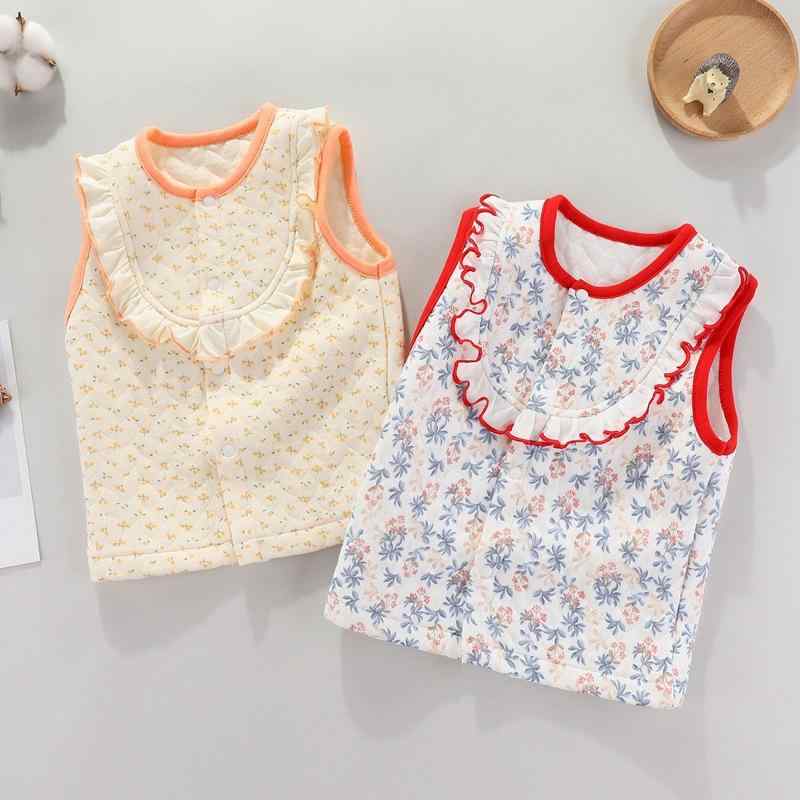 ・カテゴリ: キッズベスト・対象性別: 女の子・スタイル: カジュアル・主な素材: 綿100%・種類: カーディガン・柄: カートゥーン、花柄、プリント・デザイン要素: 可愛い、レース・厚さ: 厚手・生地加工: 柔軟加工・留め具: シングルボタン・詰め物: ポリエステル繊維・カラー展開: 総柄イエロー、総柄レッド・対象年齢層: 乳幼児（1～3歳、身長80～100cm）・身長目安: 66cm、73cm、80cm、90cm、100cm