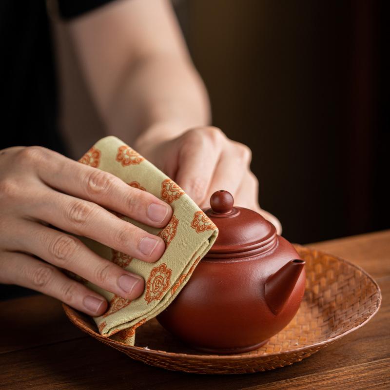 茶巾 吸水 速乾 コットンリネン 茶布 茶敷き 茶マット 養壺巾 中国茶器 茶道具 中式スタイル おしゃれ 小型 方形 ふきん 来客用 お茶席 ティータイム(x2)