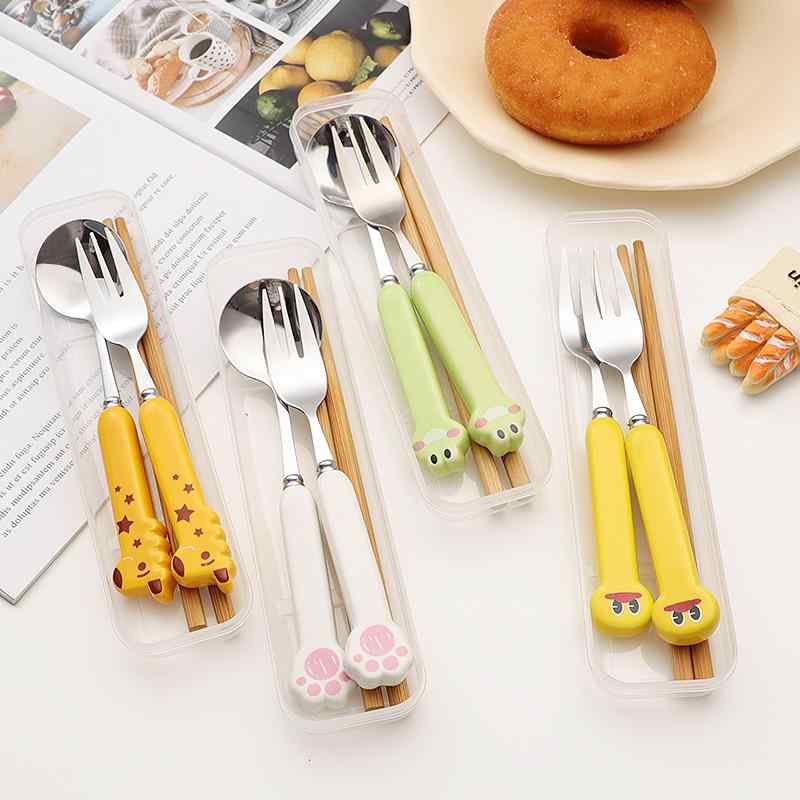 カトラリー キッズ 子供 学生用 かわいい キャラクター ステンレス製 スプーン フォーク 箸 3点セット ..