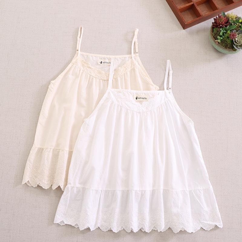 タンクトップ レディース 春夏 ナチュラル フェミニン 大人可愛い レース 刺繍 横広ネック 綿 コットン ゆったり 重ね着 インナー キャミソール 無地 フリーサイズ オフホワイト アプリコット ブラック