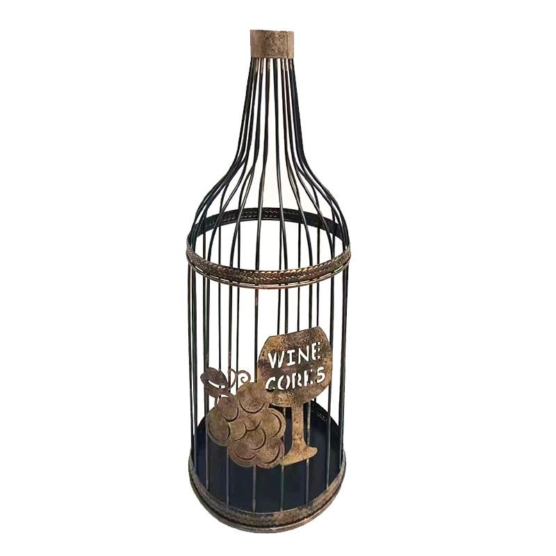 インテリア雑貨 ワインボトル型 ワインストッパー 収納バスケット アイアン製 ディスプレイ オブジェ ..