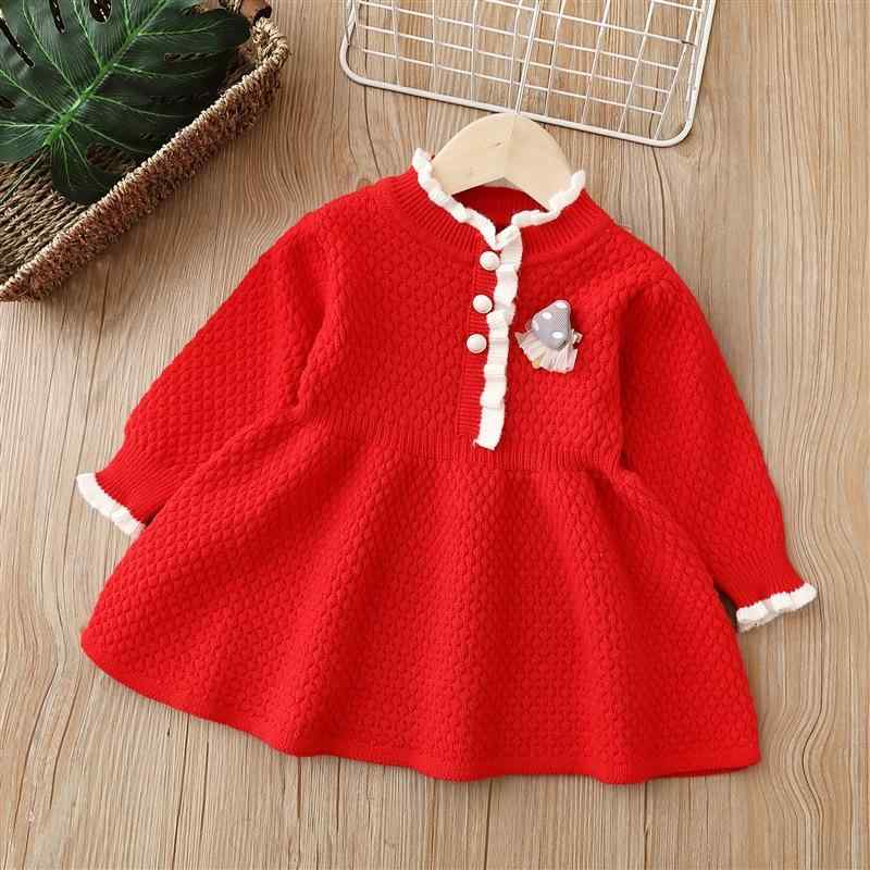 ニットワンピース 女の子 ガールズ 子供用 厚手 あったか 裏起毛 長袖 プルオーバー レース きのこモチ..