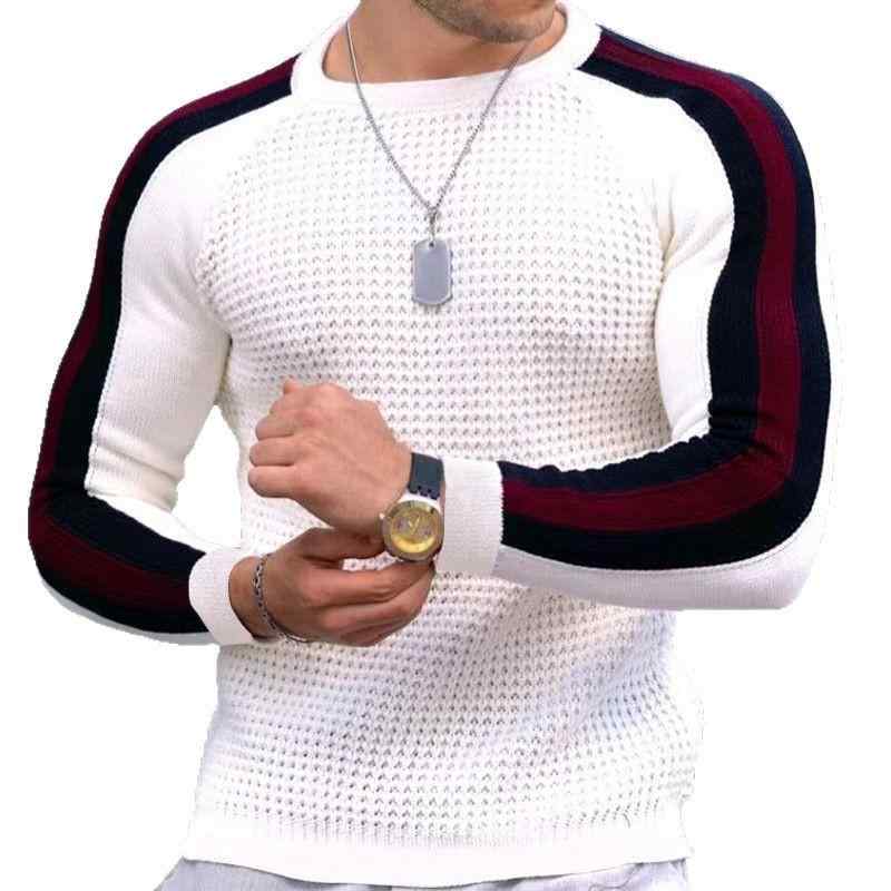 Tシャツ メンズ 秋冬 吸汗速乾 ワッフル 綿混 長袖 クルーネック 切り替え スリムフィット スポーツ カジュアル インナー ニット トップス 薄手