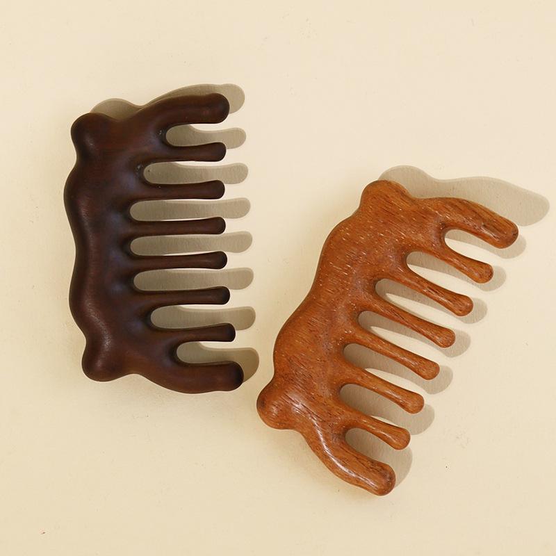 マッサージコーム 金糸檀木 猫耳 かわいい 木製 無垢材 無塗装 経絡ケア 頭皮ケア 血行促進 自宅用 携..