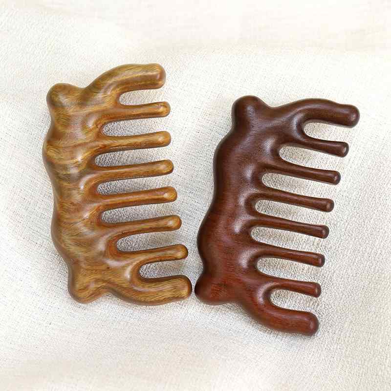 ヘアブラシ 緑檀 無垢材 猫耳 鹿 かわいい 頭皮マッサージ 経絡ケア ワイドコーム 家庭用 携帯用 ポー..