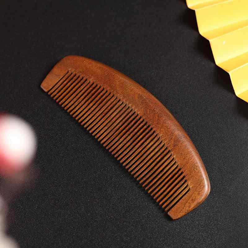 ヘアブラシ 櫛 静電気防止 抜け毛ケア 頭皮マッサージ 金糸檀木製 無垢材 月型 大型 家庭用 ストレート 巻き髪 両用
