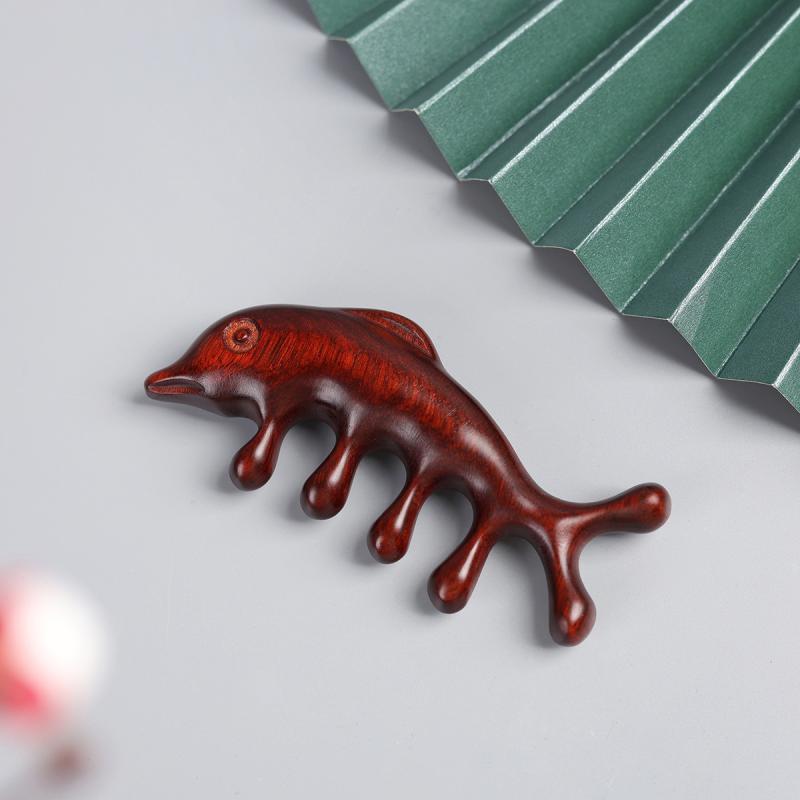 コーム 紫檀 無垢材 幅広歯 マッサージ ツボ押し かっさ フェイシャル用 ヘッドスパ スカルプケア 天然..