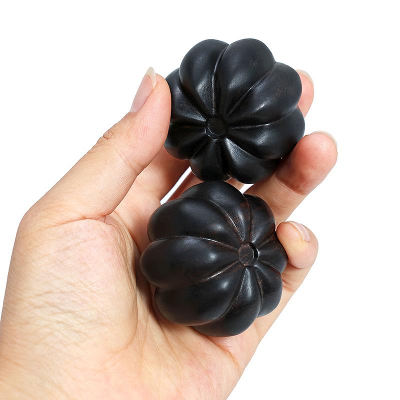 木彫り 紫光檀 かぼちゃ 長寿 縁起物 掌玩物 マッサージボール 健康ハンドケア 手回し球 ストレス解消 癒し 木製オブジェ デスクワーク