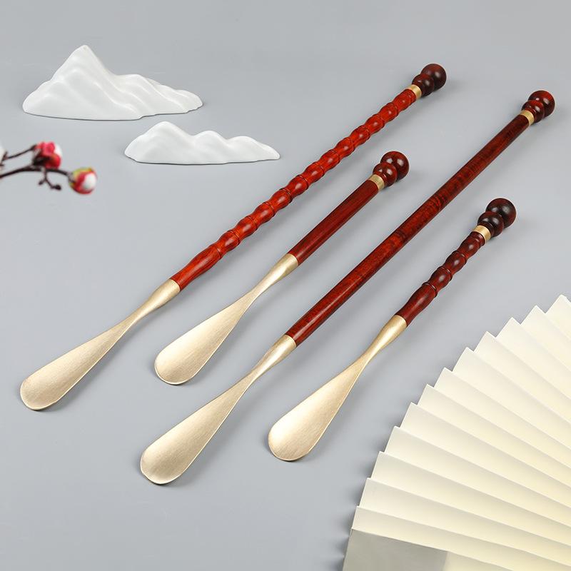 靴べら 男性用 ロング 真鍮製 ひょうたん型ヘッド 高級感 紫檀 天然木 無垢材 長尺 シューホーン 立ちやすい 来客用 玄関収納 新築祝い 引っ越し祝い 父の日 敬老の日 ギフト プレゼント