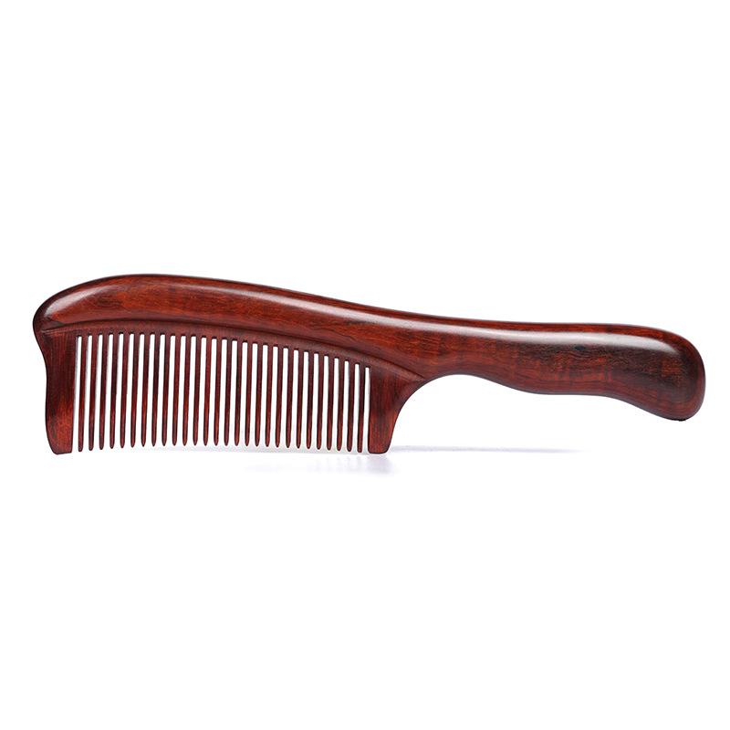 櫛 レディース メンズ 紫檀木 マッサージ 静電気防止 頭皮ケア 無垢材 天然木 ロングハンドル 細目 長..