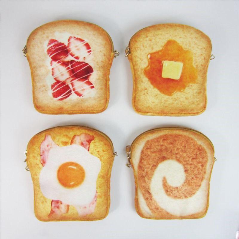 ミニショルダーバッグ レディース 原宿系 かわいい 目玉焼き トースト パン柄 モチーフ チェーンストラ..