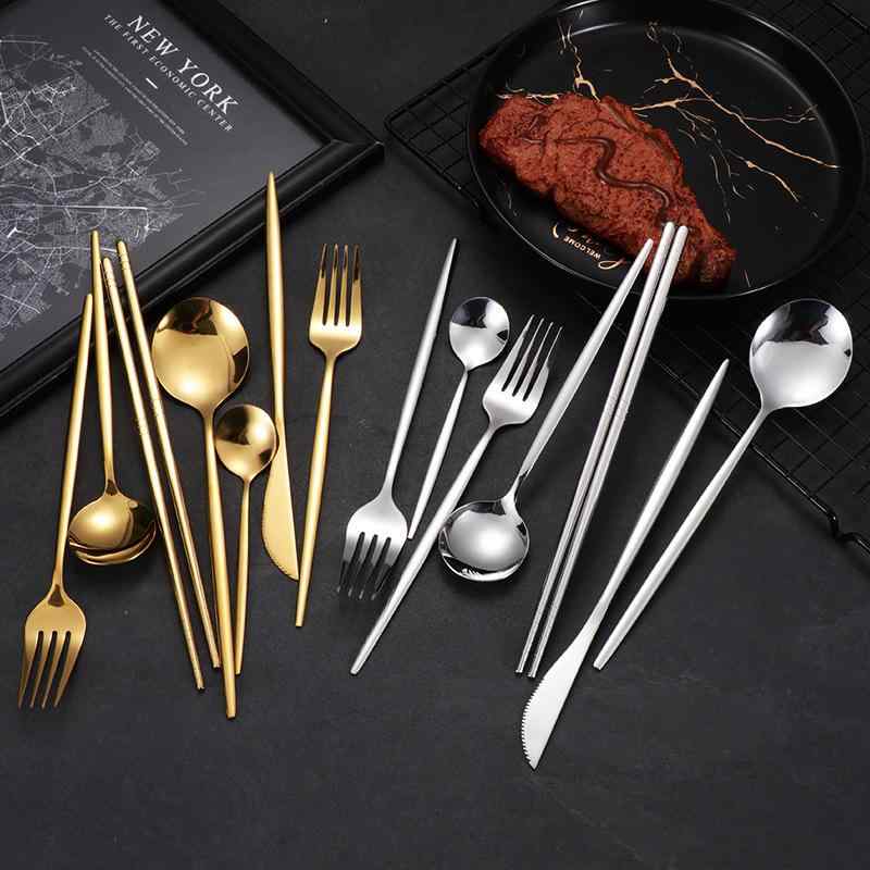 カトラリーセット ポルトガル風 ステンレス製 鏡面仕上げ モダン シンプル ホテル 業務用 家庭用 洋食 ..