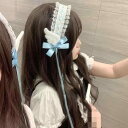 ヘアバンド キッズ 病みかわいい 天使の羽 ふわふわ サブカル系 ゆめかわいい 水色 ハンドメイド カチューシャ 女の子 イベント コスプレ ロリータ ファッション(4)