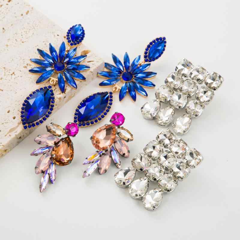 イヤリング レディース 幾何学模様 合金 カラーストーン ラインストーン タッセル 欧米風 エレガント 上品 軽やかな高級感 通勤 オフィス 普段使い