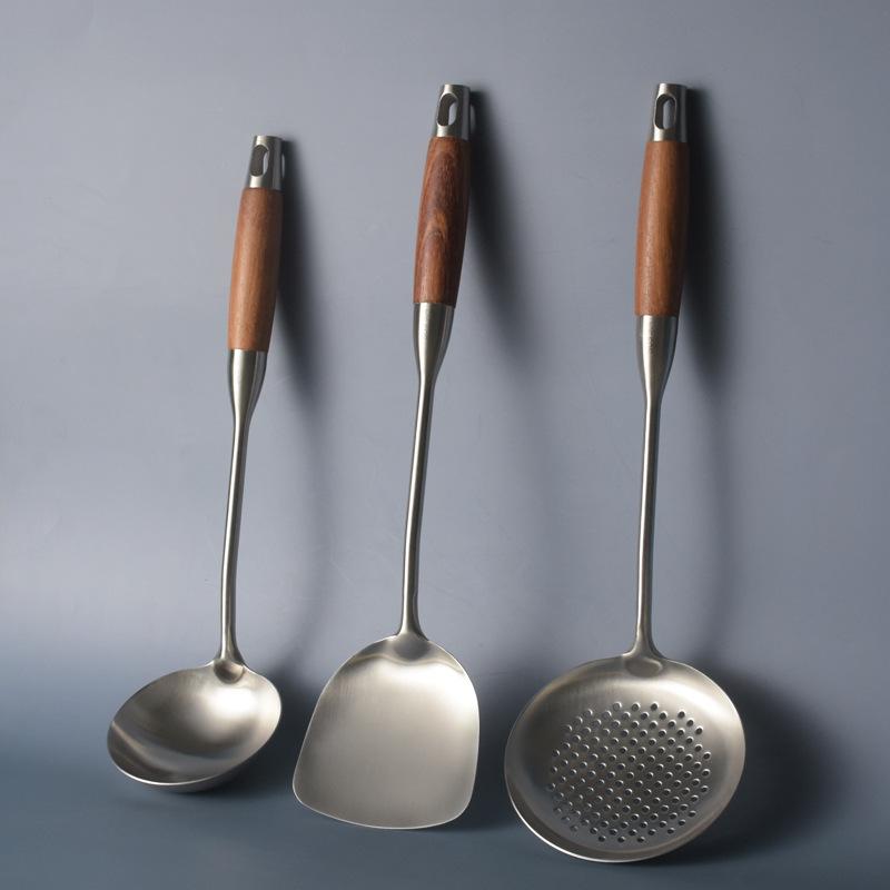 調理器具セット 耐熱 304ステンレス製 花梨木ハンドル フライ返し お玉 穴あきお玉 家庭用 キッチンツ..