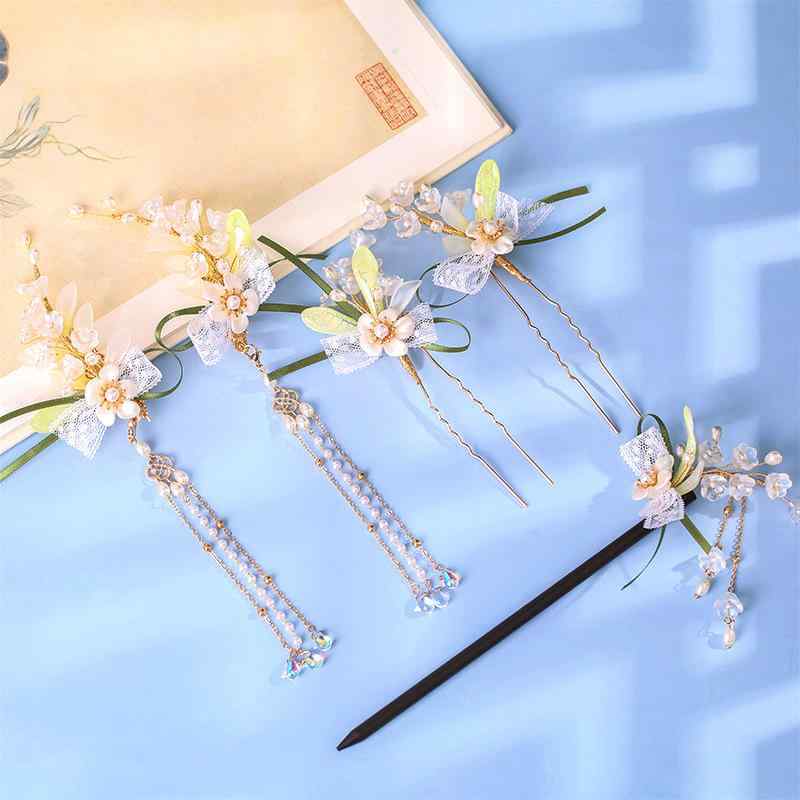 髪飾り レディース 女の子 中華風 古風 エレガント 手作り 合金製 タッセル 花飾り かんざし ヘアクリップ まとめ髪 アップヘア 浴衣 着物 和装 卒業式 成人式 お出かけ イベント