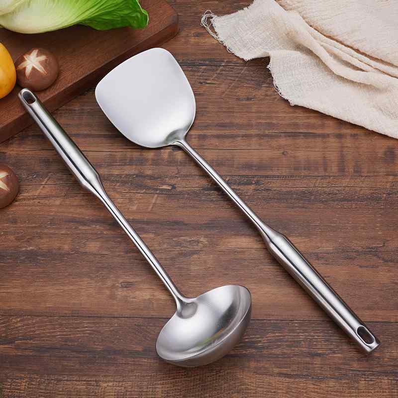 キッチンツール 304ステンレス製 中空ハンドル 軽量 こびりつきにくい フライパン対応 滑り止め 耐熱 ..