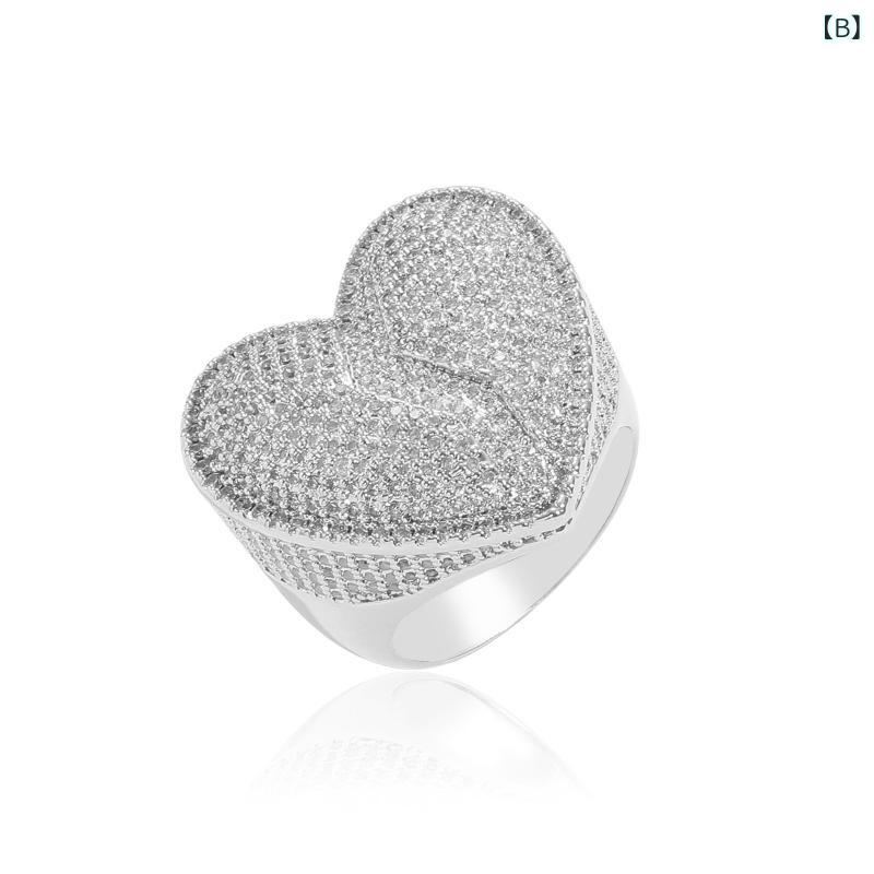 モズラボの指輪 リング メンズ レディース ユニセックス ヒップホップ ストリート 個性的 砕けたハート型 ジルコニア 銅製 ラッパー ファッション ゴールド シルバー 7号 8号 9号 10号 11号 12号｜アングル3