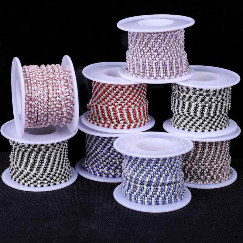 アクセサリーパーツ 連爪 パール ラインストーン ホワイトパール カラーストーン シルバー台座 電気メ..