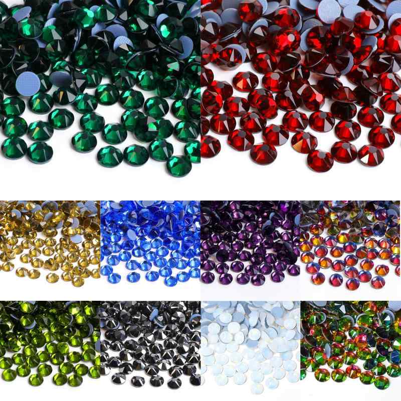 ラインストーン 高品質 16ファセット 精密カット フラットバック 輝く クリスタル 接着剤付き 円形 豊富なカラー リペア デコレーション ハンドメイド DIY ネイル レジン用 ストーンパーツ