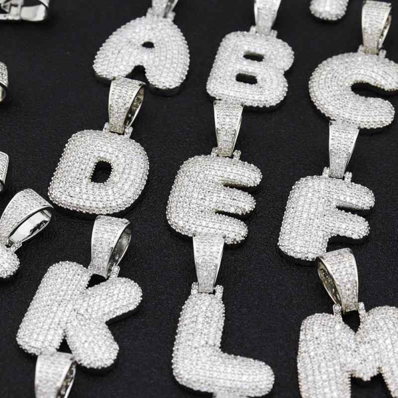 ネックレス メンズ レディース ユニセックス マイクロインレイ ジルコニア 欧米 ヒップホップ スタイル 26文字 アルファベット イニシャル ツイストチェーン 銅製 シルバー ゴールド ストリート カジュアル ファッション