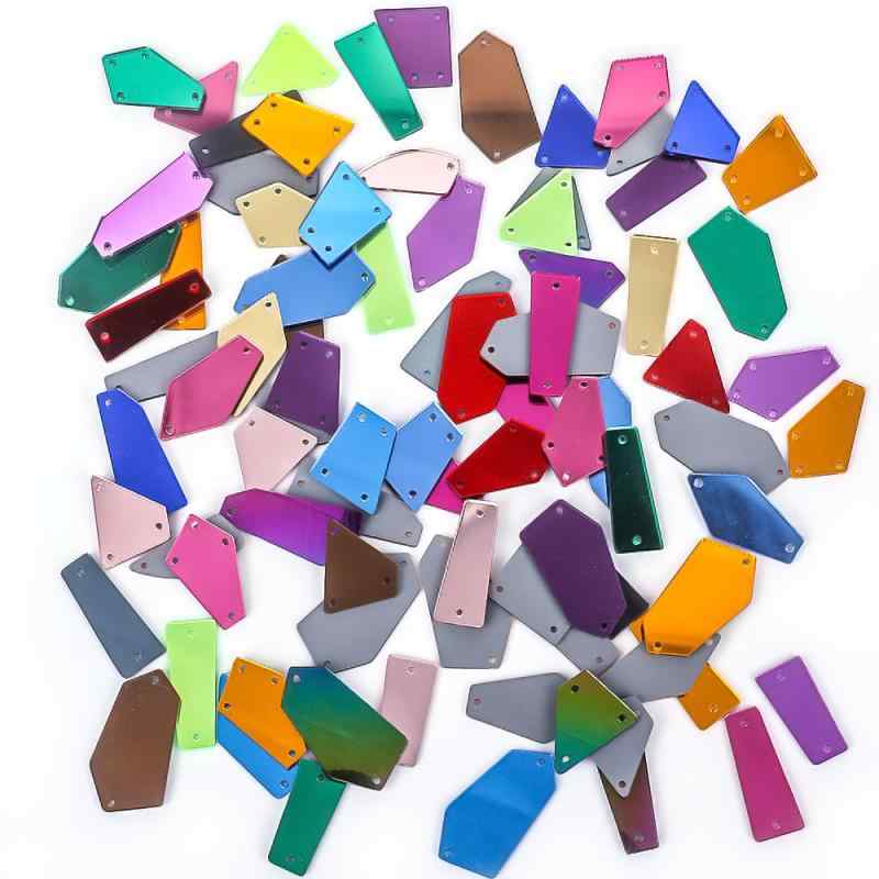 手芸パーツ 変形ミックス形状 アクリル樹脂 鏡面 平底 手縫いラインストーン DIY ハンドメイド 服飾装飾 デコレーションパーツ 貼り付け ビジュー 衣装 ドレス アップリケ