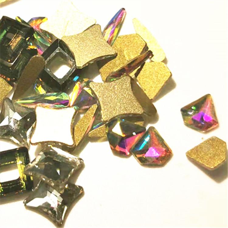 ネイルパーツ フラットバック 異形 カラフル ガラス製 ラインストーン DIY アクセサリーパーツ ネイルアート レジン デコレーション 手芸材料 カットストーン