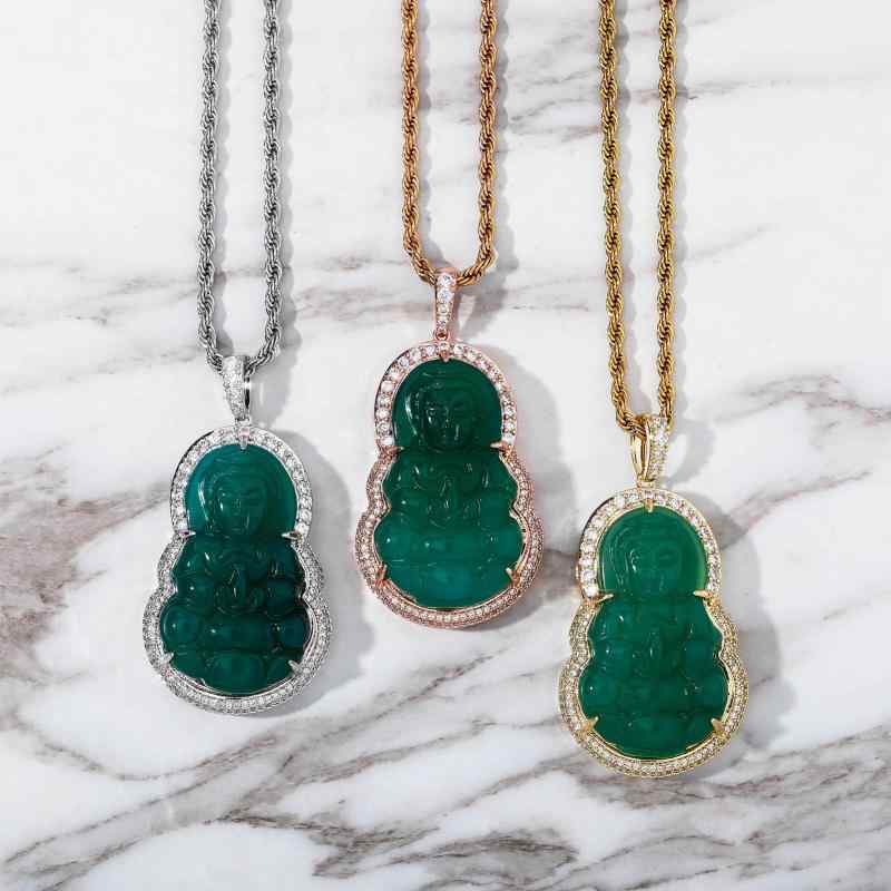 Necklaces, Pendants - ネックレス ユニセックス 観音様 仏像モチーフ ペンダント 開運 厄除け 魔除け お守り レトロ エスニック ジルコニア 銅製 ゴールド シルバー ローズゴールド 東洋風 アクセサリー