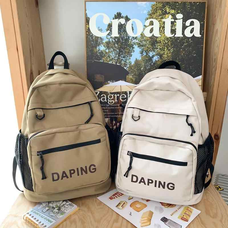 リュックサック レディース メンズ 学生 高校生 中学生 大学生 防水 軽量 肩負担軽減 耐摩耗 クッションショルダー 通学 通勤 旅行 A4対応 ナイロン カジュアル シンプル 英字ロゴ ブラック ホワイト カーキ ブルー